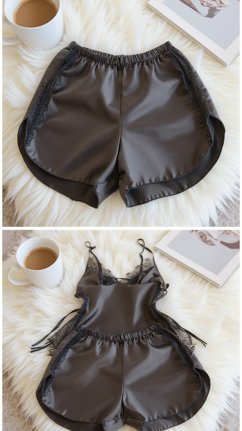 Pajama set 140 -Elegant Satin Short Pajama Set with Lace Trim Erotica