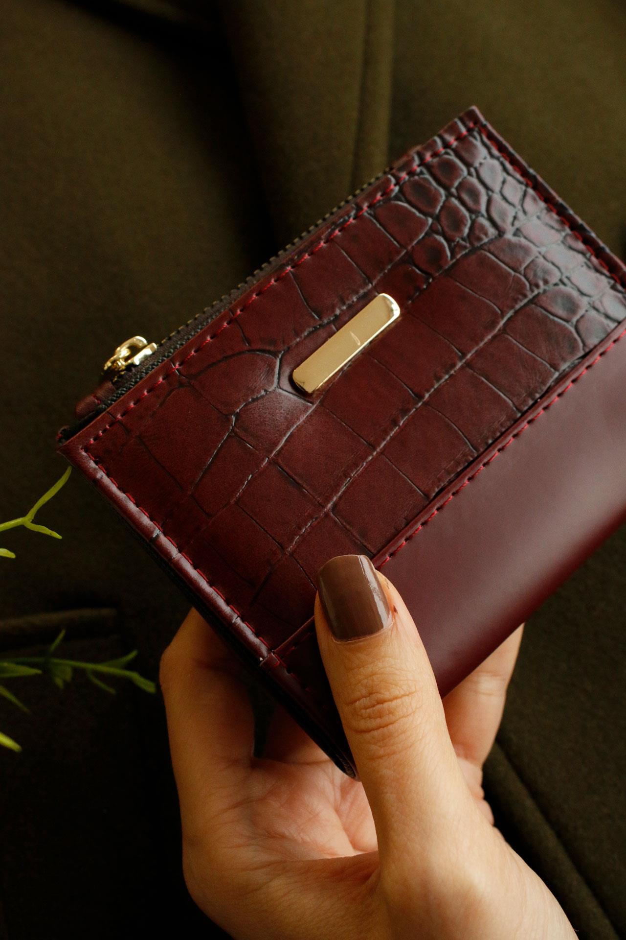 <tc>Portefeuille (pochette) femme bordeaux Style</tc>