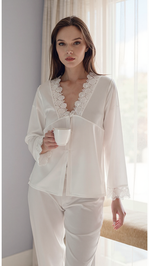 Pajama set 704 -Refined Satin Pajama Set with Lace Details Erotica