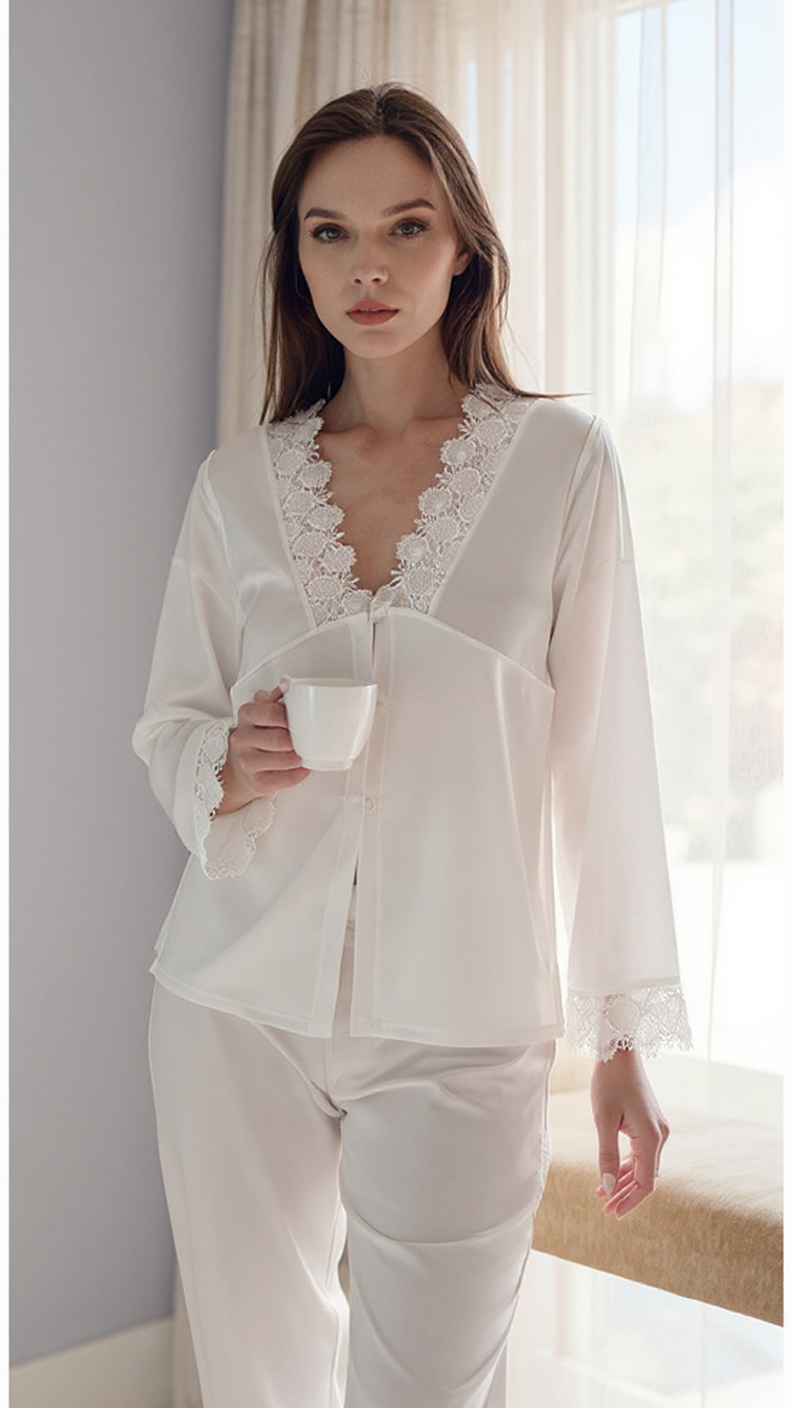 Pajama set 704 -Refined Satin Pajama Set with Lace Details Erotica