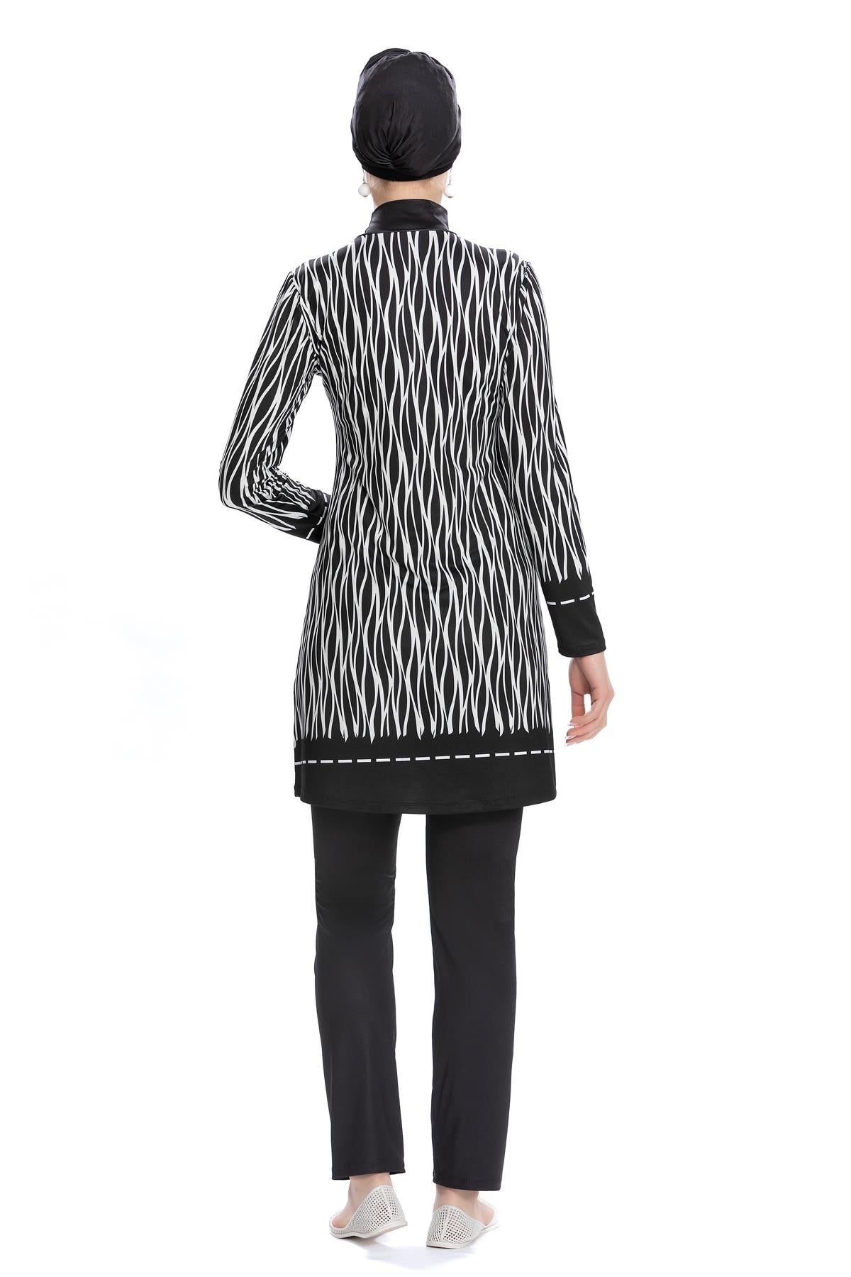 tam kapali mayo likrali beyaz çizgili - Justyol