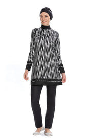 tam kapali mayo likrali beyaz çizgili - Justyol