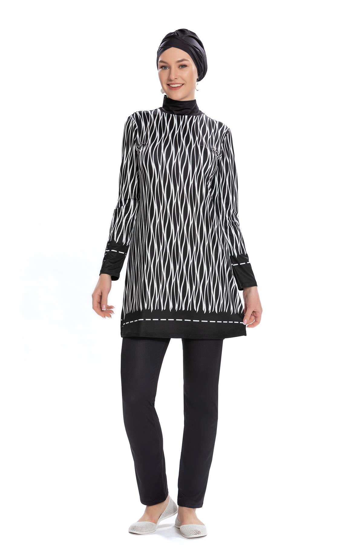 tam kapali mayo likrali beyaz çizgili - Justyol