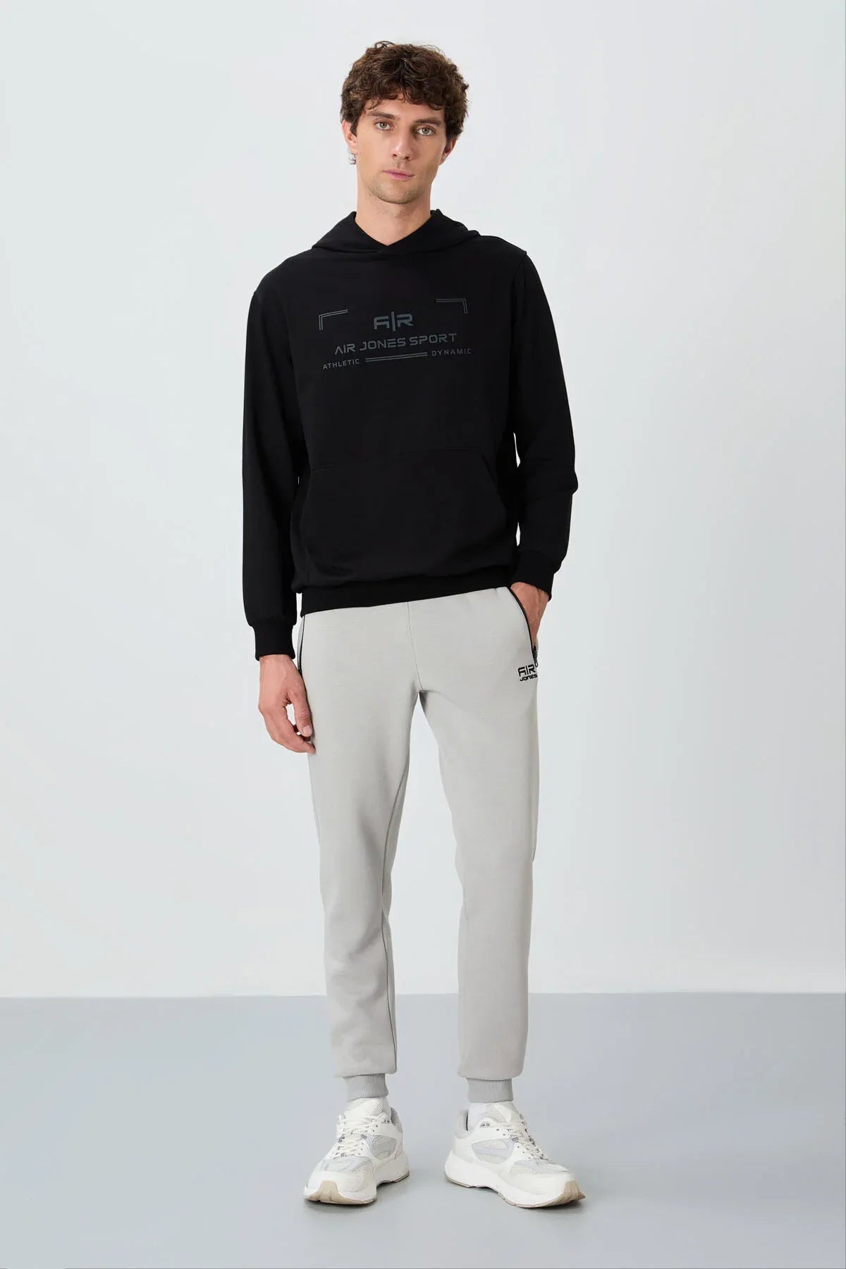 jogger homme gris chiné César polaire avec poches- 84929 - Justyol