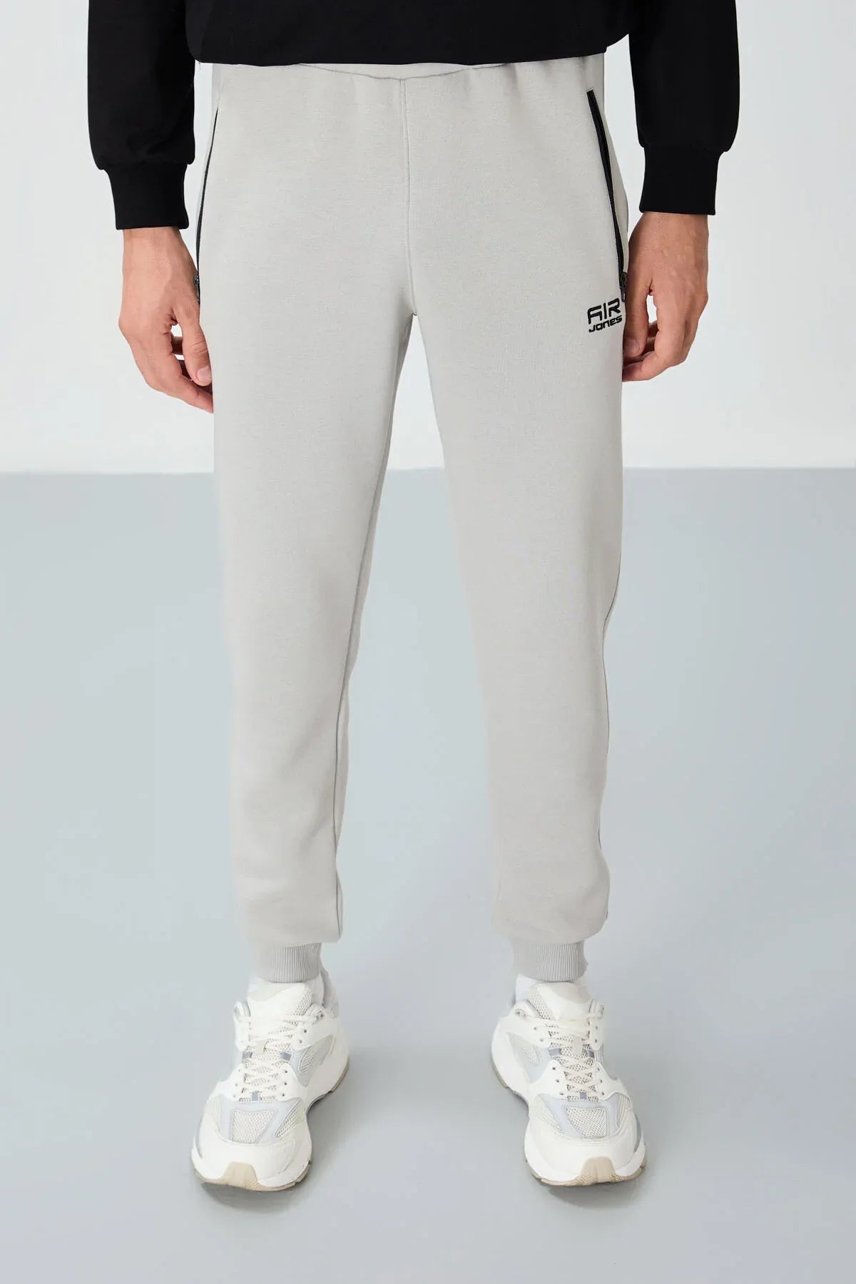 jogger homme gris chiné César polaire avec poches- 84929 - Justyol