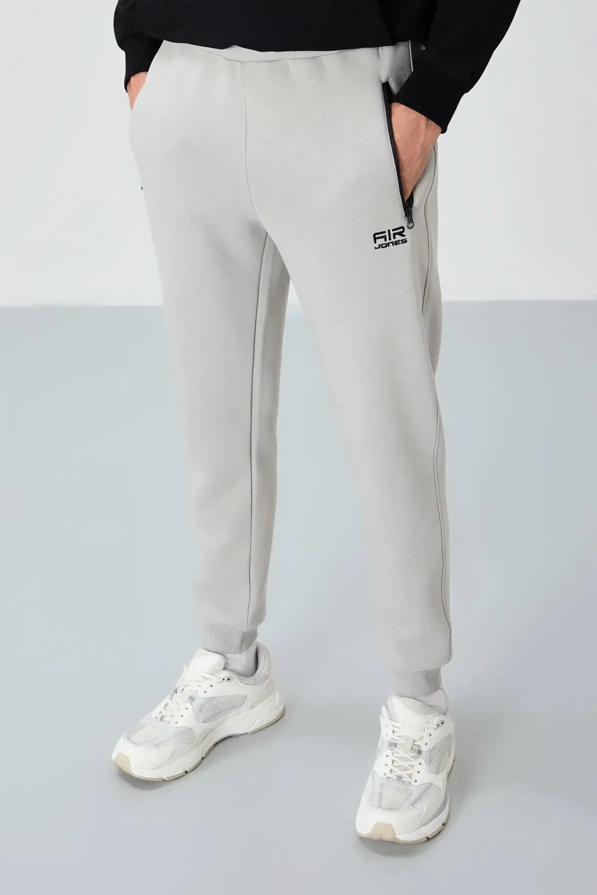 jogger homme gris chiné César polaire avec poches- 84929 - Justyol
