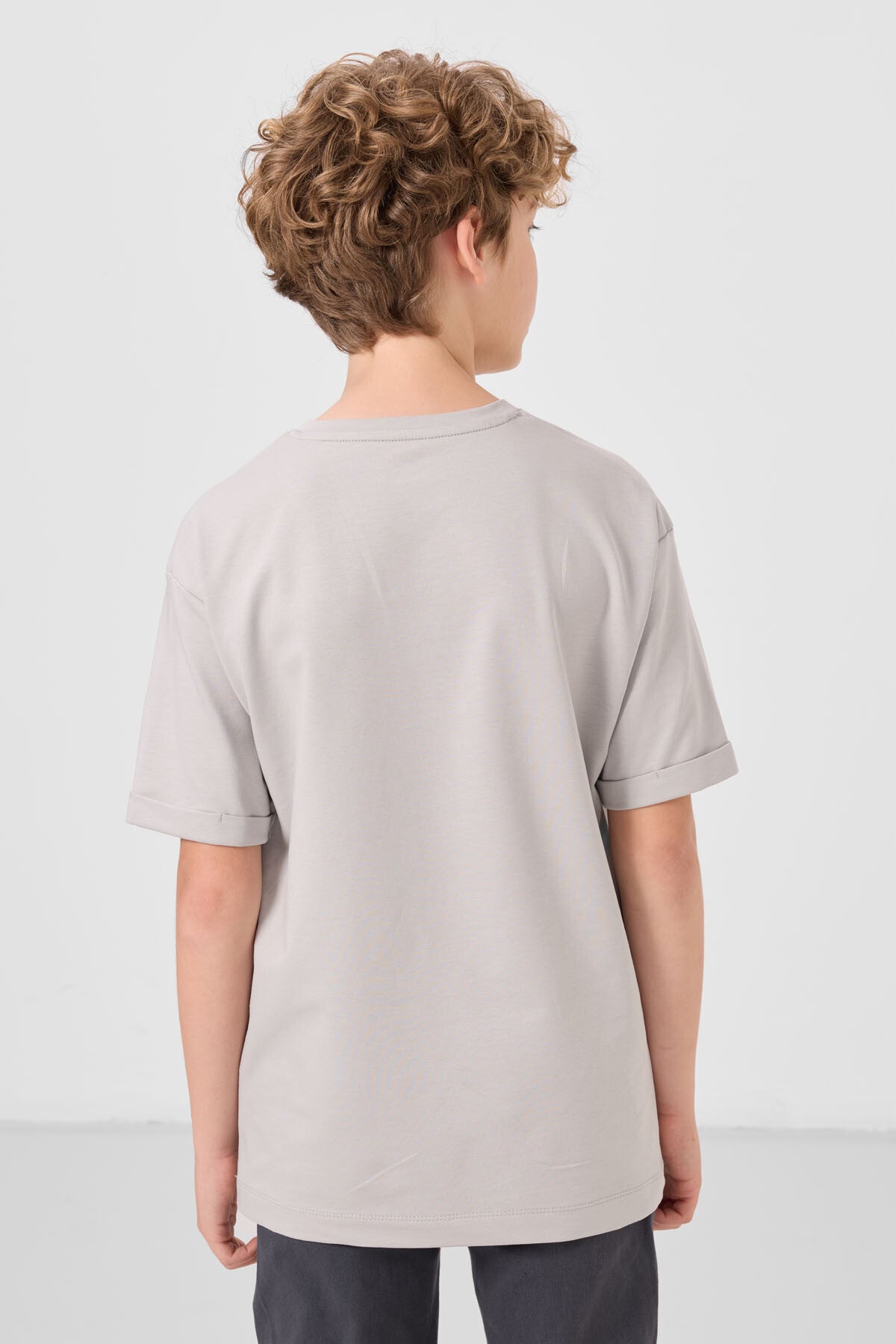 T-shirt Garçon Oversize en Coton Doux avec Impression - 11301