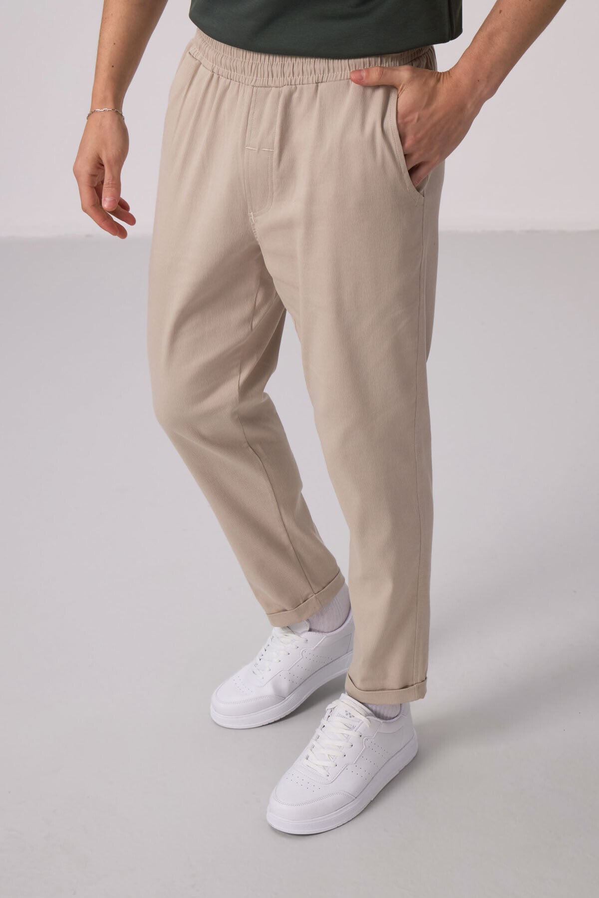 vert standart fit dokuma hafif esnek chino pantolon - 82175