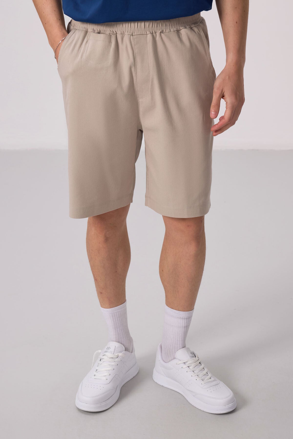 <tc>Short chino tissé légèrement extensible, coupe standard - gris - 81290</tc>