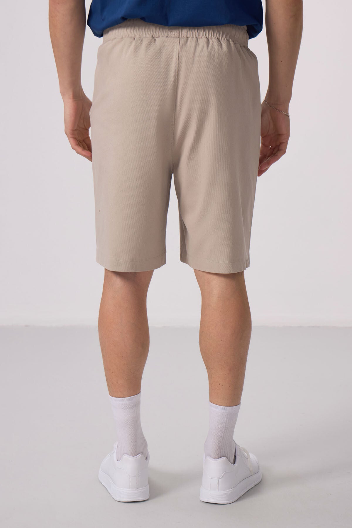 gri standart fit dokuma hafif esnek chino şort - 81290 - Justyol