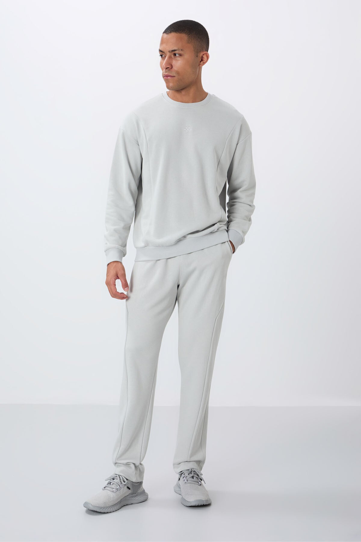 <tc>Ensemble de survêtement homme en coton compact épais, à texture lisse, col rond et coupe confort en érable - 85263</tc>