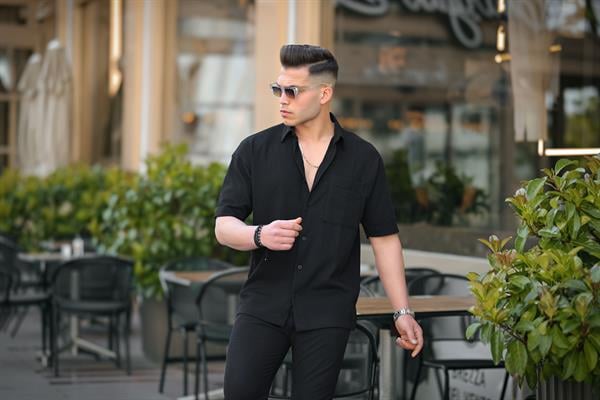 tek cepli dokulu oversize gömlek - Justyol