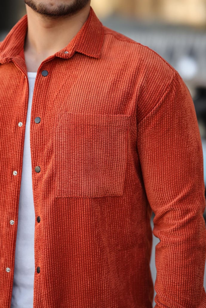 Tek Cepli Kadife Çıtçıtlı Gömlek - Justyol