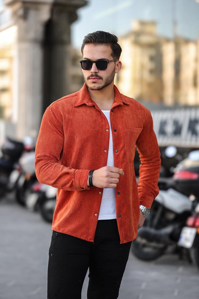 Tek Cepli Kadife Çıtçıtlı Gömlek - Justyol