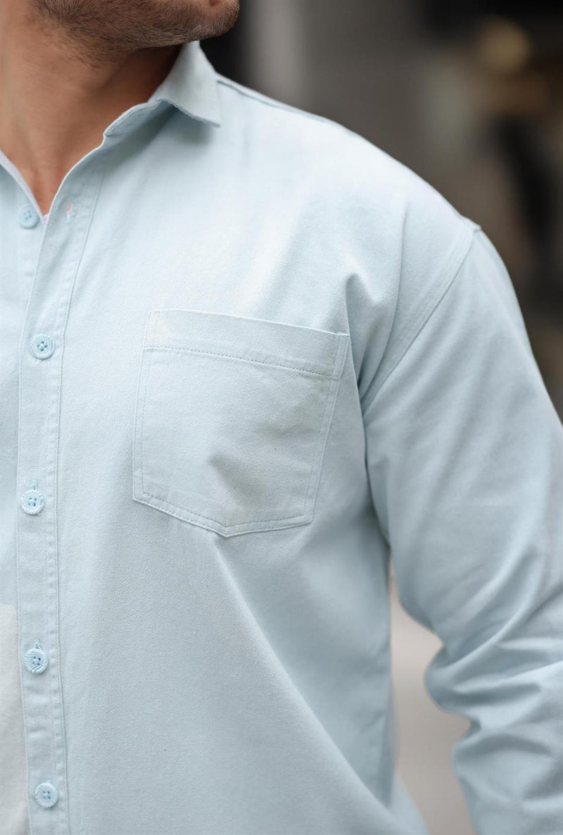 chemise oversize homme gabardine velours à poche