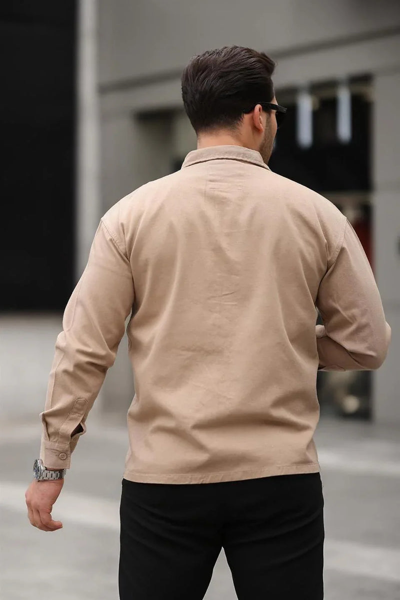 chemise oversize homme gabardine velours à poche