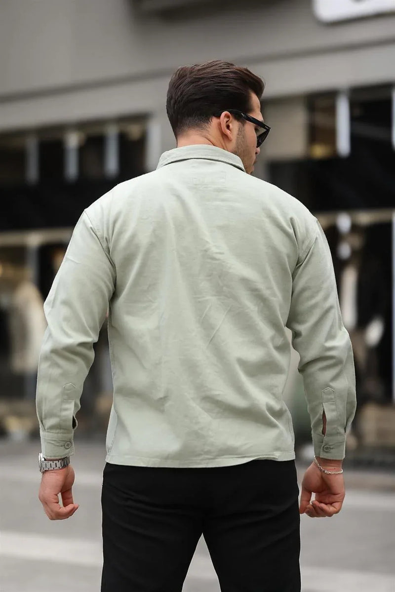 chemise oversize homme gabardine velours à poche