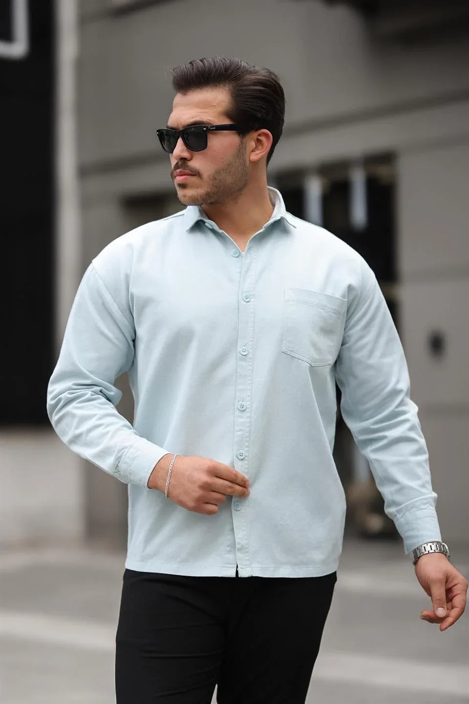 chemise oversize homme gabardine velours à poche - Justyol