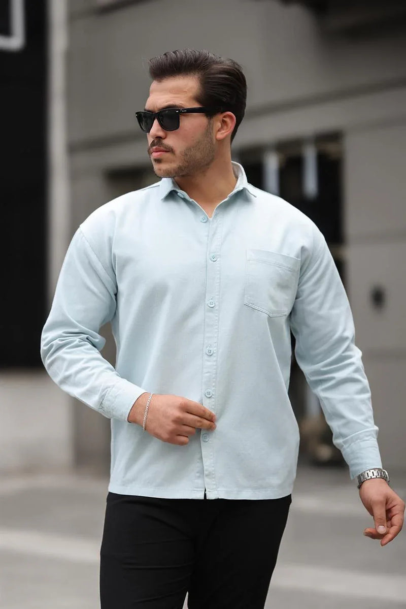 chemise oversize homme gabardine velours à poche