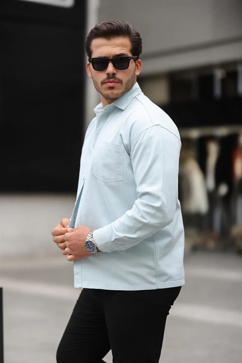 chemise oversize homme gabardine velours à poche