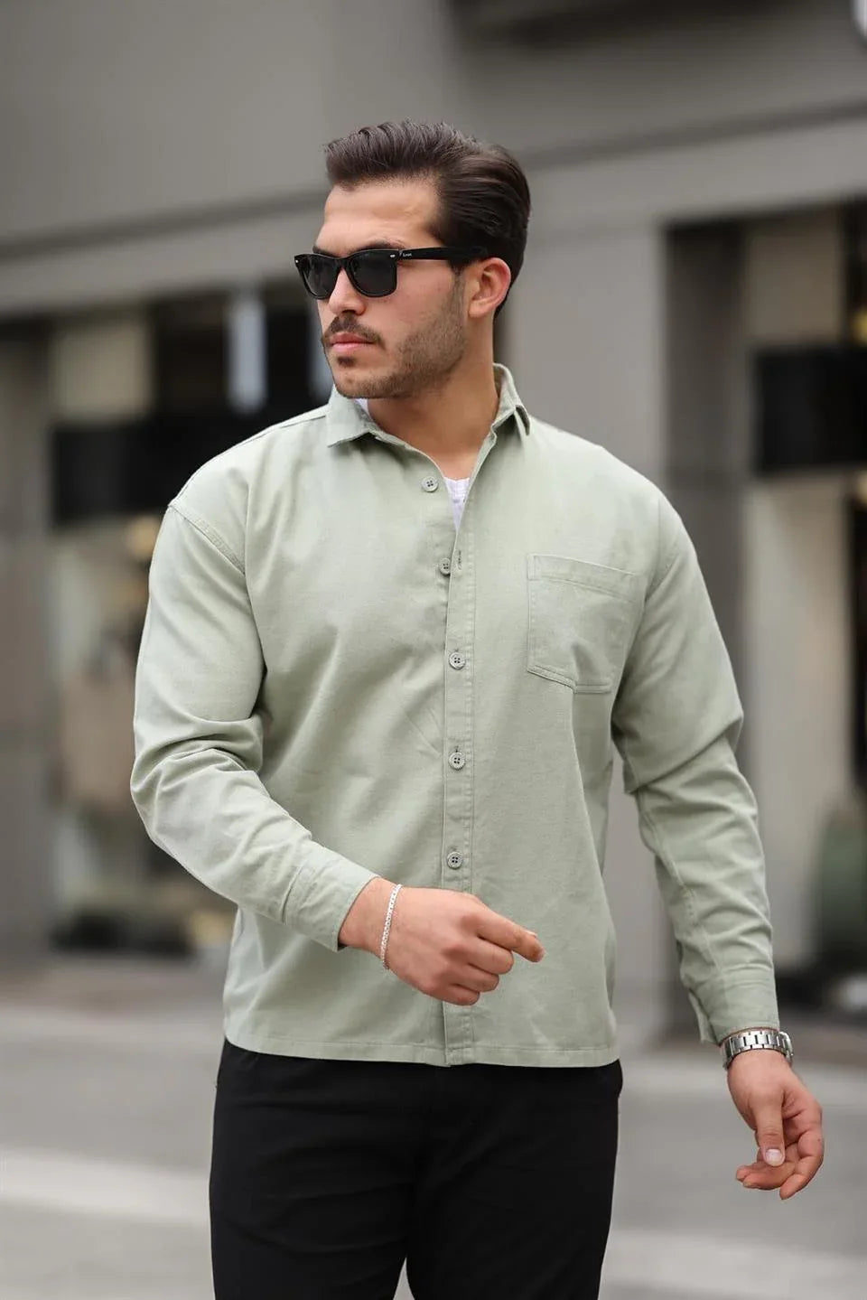 chemise oversize homme gabardine velours à poche - Justyol