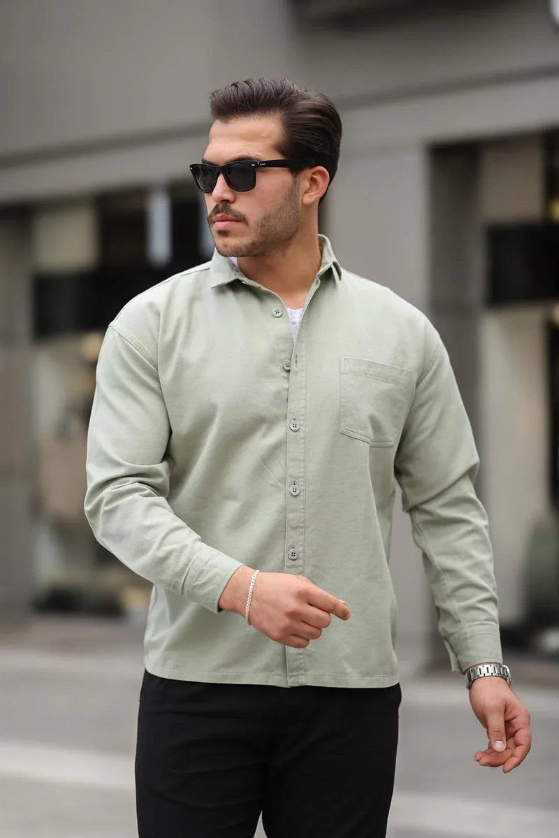 chemise oversize homme gabardine velours à poche