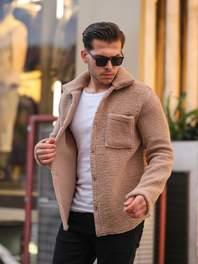 Tek Cepli Peluş Ceket - Siyah - 49776 - Justyol