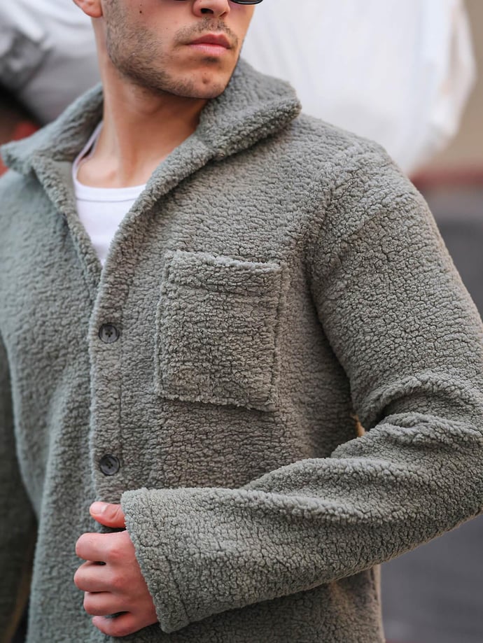 Tek Cepli Peluş Ceket - Siyah - 49776 - Justyol