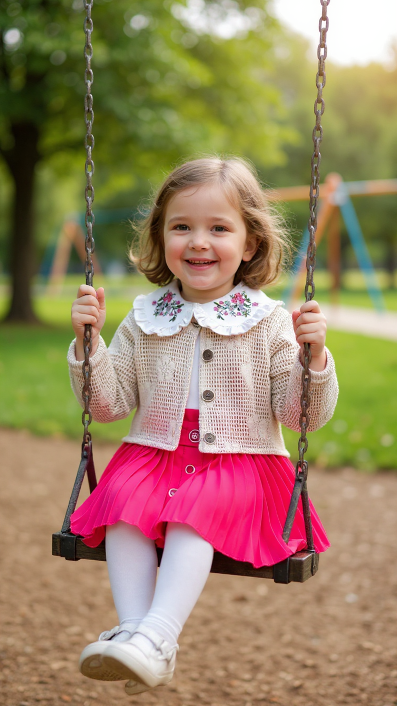 Elegant Girls' 3-Piece Set - Skirt, Blouse & Knit Jacket Justyol