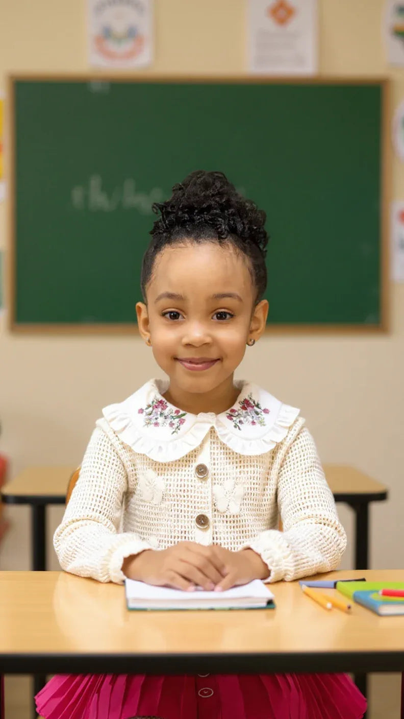 Tenue Élégante 3 Pièces pour Fille - Jupe Chic, Blouse Blanche et Veste Tricotée