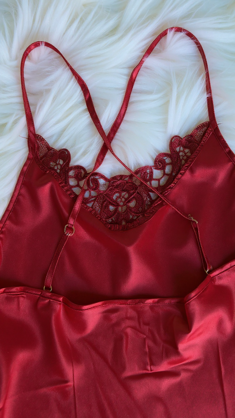 Nightdress 112 -Satin Nightgown with Soft Lace Accents Erotica