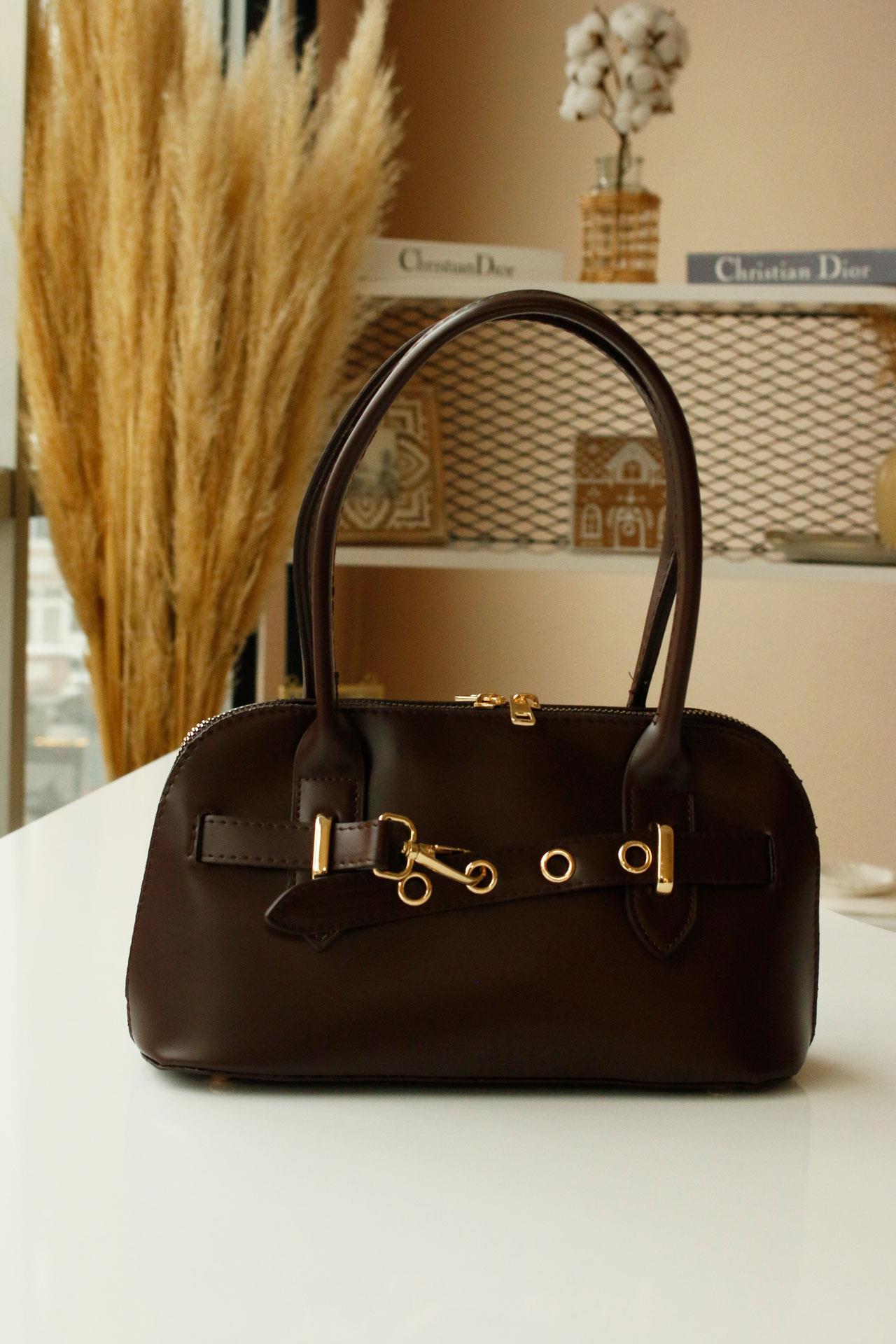 <tc>Sac à main femme Timeless en cuir marron foncé</tc>