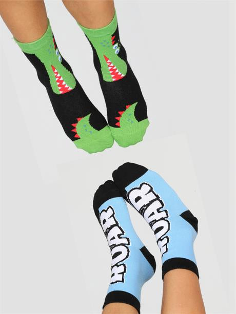 <tc>"Lot de 2 paires de chaussettes en coton garçon, motif Crocodile & Roar"</tc>