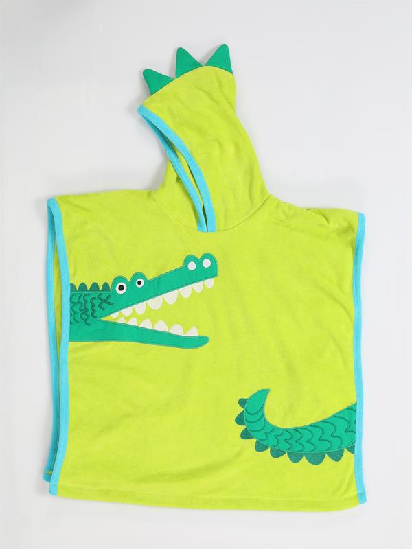 <tc>"Serviette de plage pour garçon, poncho vert motif crocodile"</tc>