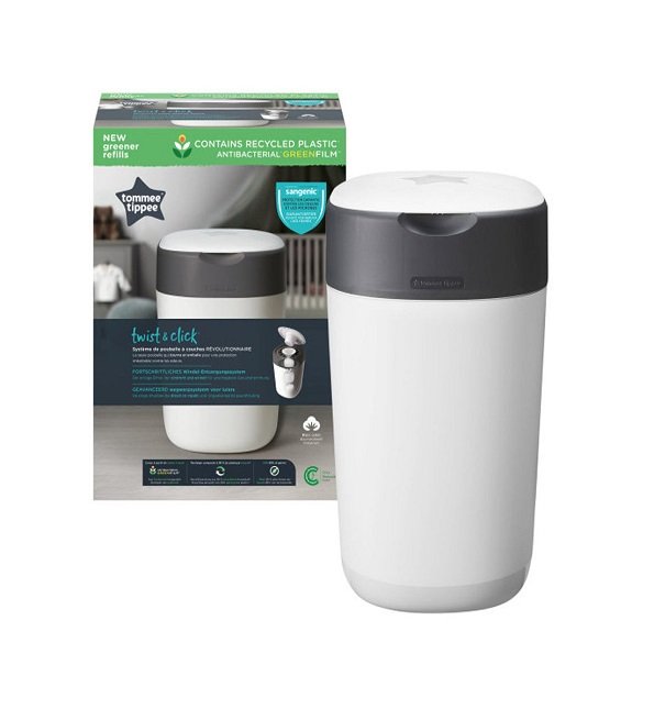 Tommee Tippee Poubelle à Couches Anti-Odeur Twist &amp; Click- Blanc