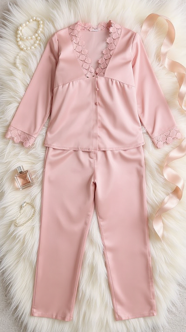 Pajama set 704 -Refined Satin Pajama Set with Lace Details Erotica