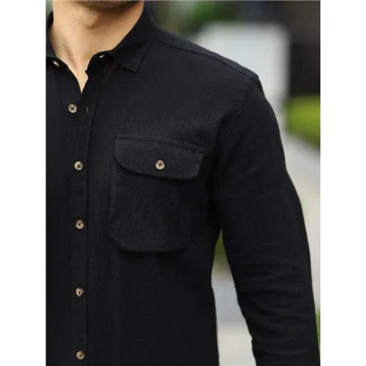 Chemise Homme en Tissu Léger avec Poches Utilitaires