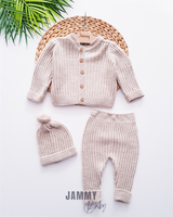 knitwear cardigan unisex hat set