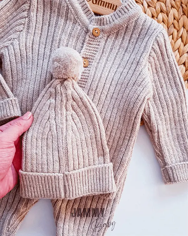 knitwear cardigan unisex hat set - Justyol