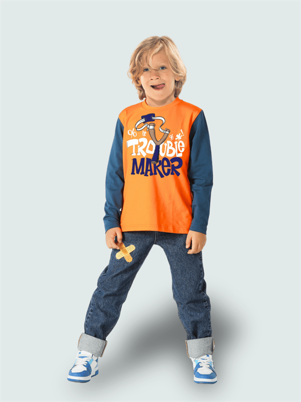 Ensemble garçon t-shirt en coton et pantalon jean denim