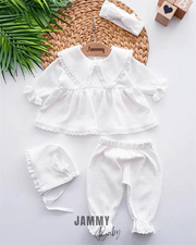 triangle collar scalloped 4 piece waffle set - Justyol