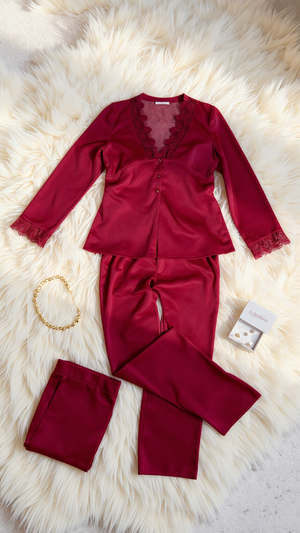 Pajama set 704 -Refined Satin Pajama Set with Lace Details Erotica