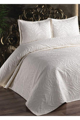 <tc>"Ensemble de couverture de lit double avec coussins, en tissu capitonné ultrasonique (couleur claire)"</tc>