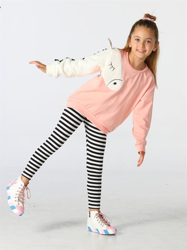 <tc>Ensemble sweat et legging doux avec manches de licorne</tc>