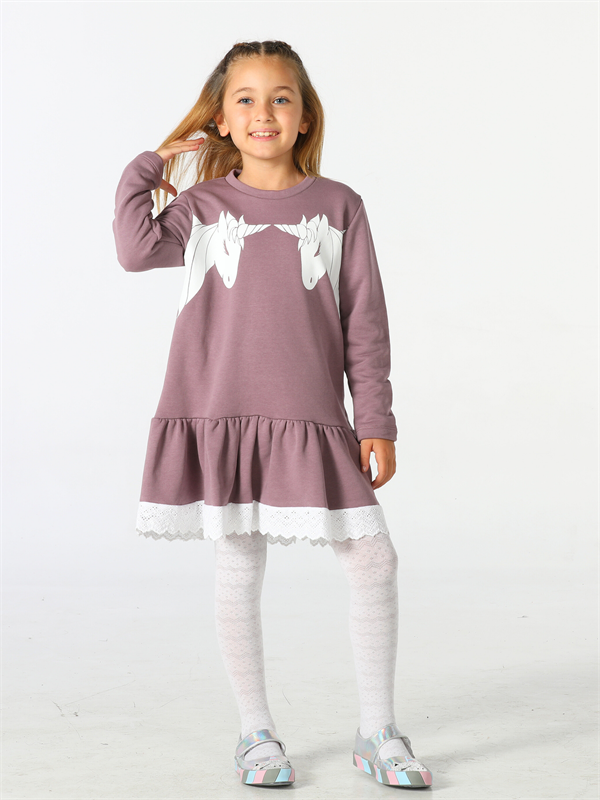 <tc>Robe en dentelle avec motif de licorne pour fille</tc>