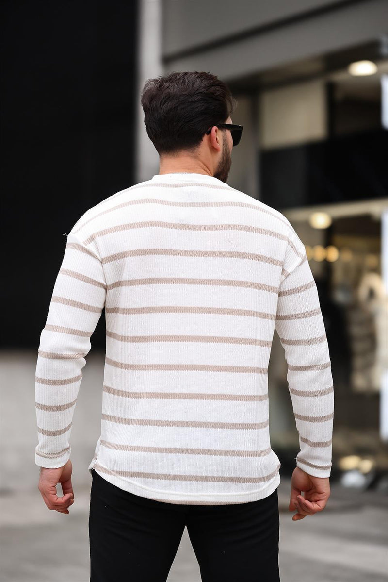 <tc>سويت شيرت رجالي كاجوال مخطط - مزين بطباعة</tc>