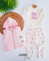 shy teddy bear puffer vest set-dry