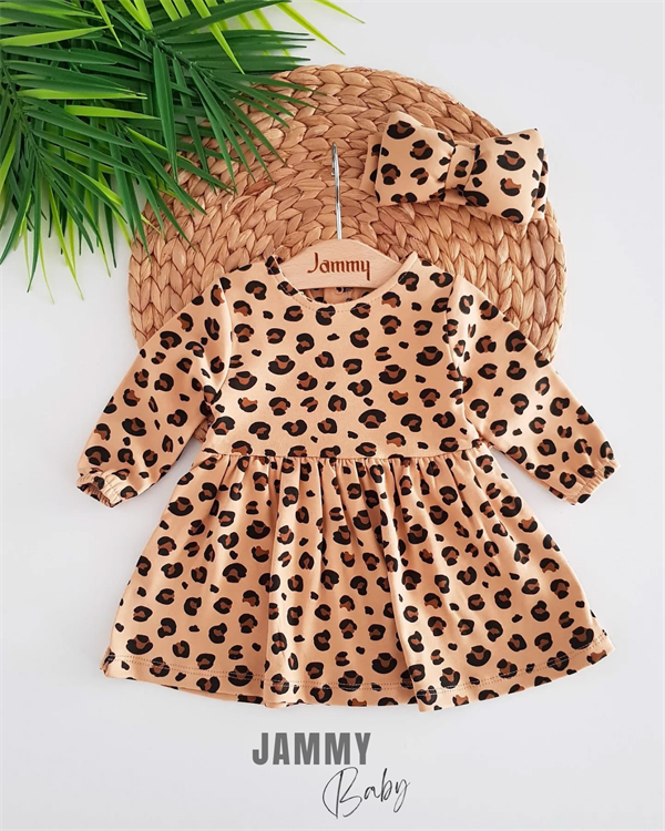 valeria leopard pattern bandana dress set-brown