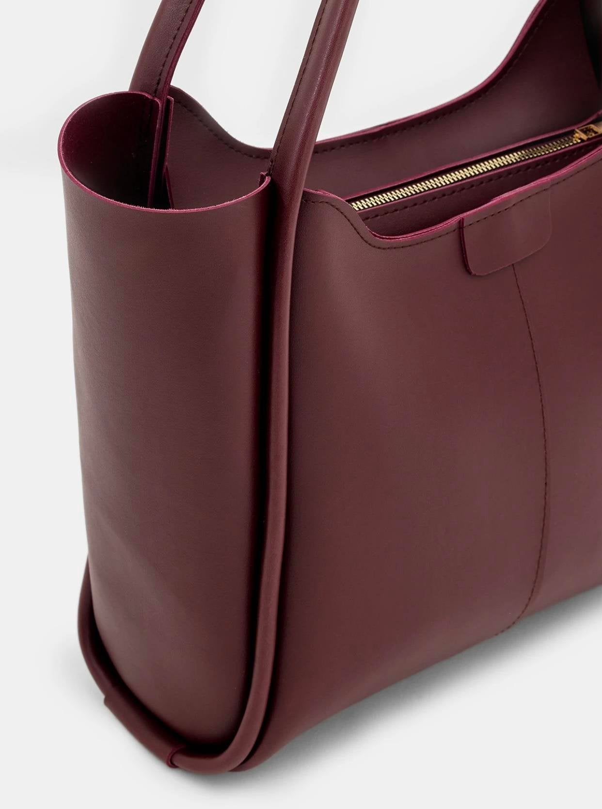 <tc>Sac à main Vera Bordeaux avec fermeture éclair</tc>