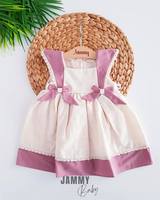 <tc>Verona robe à détails nœud - rose poudré.</tc>